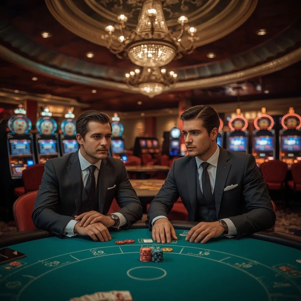 Deux joueurs de poker au Casino Eagles
